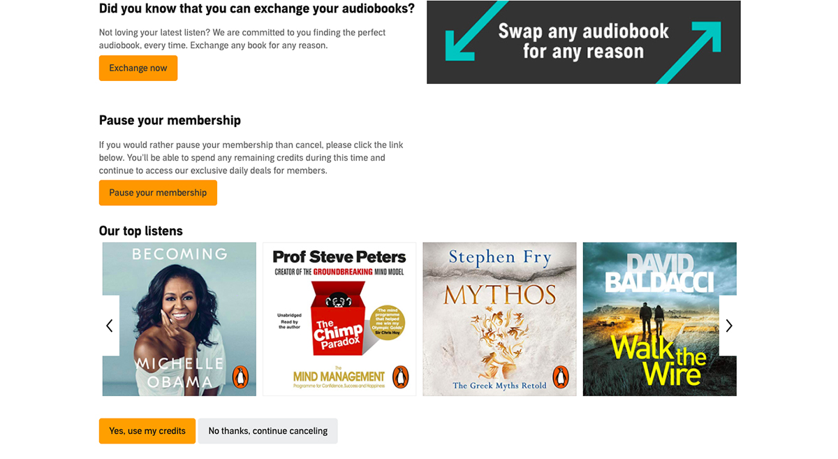 Audible Cancel Page