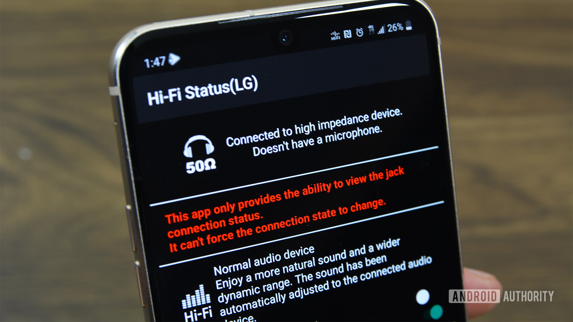 HiFi Status LG app