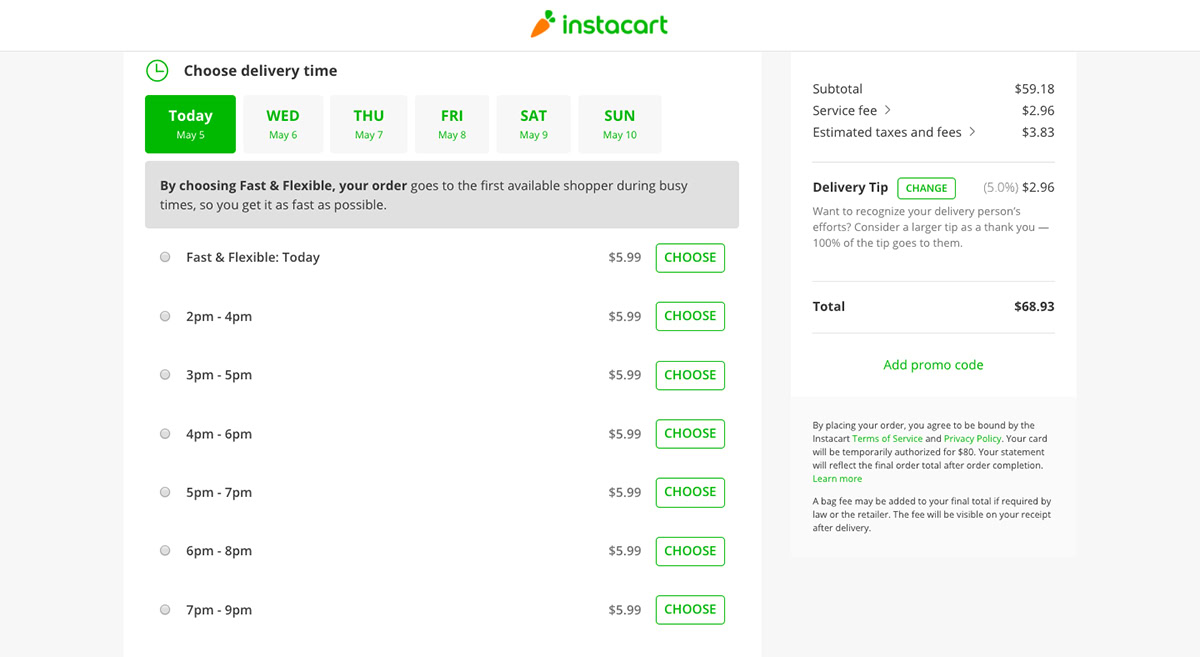 Instacart Delivery Screen