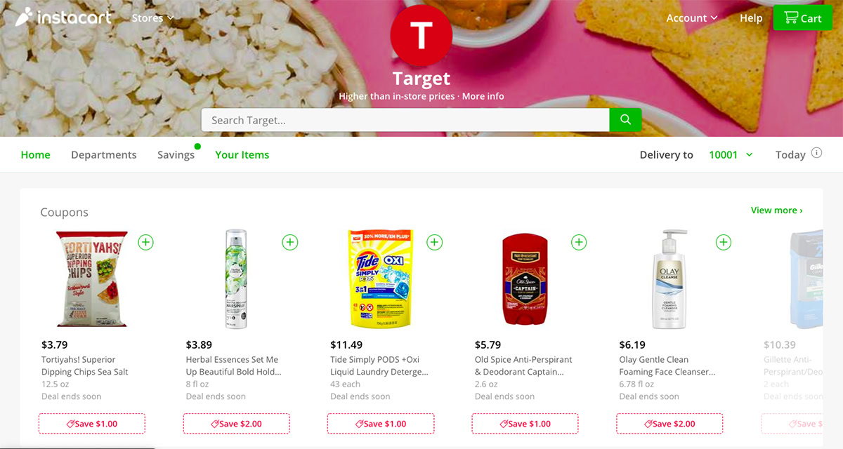 Instacart Items Screen