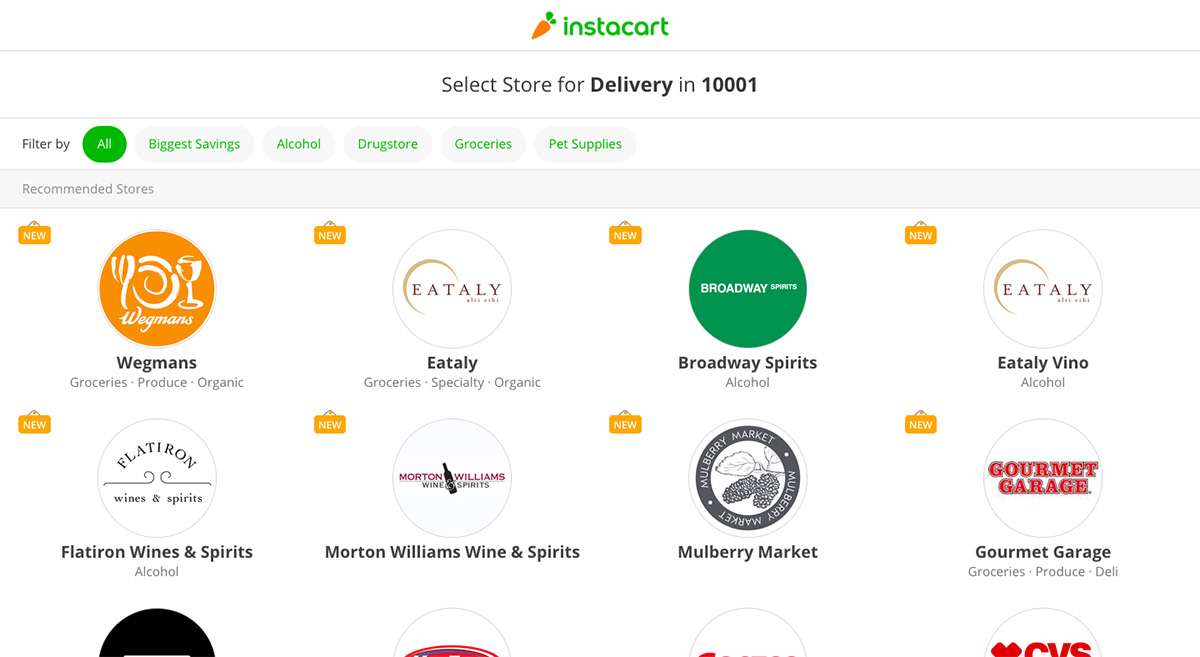 Instacart Stores Screen