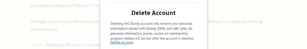 disney delete account