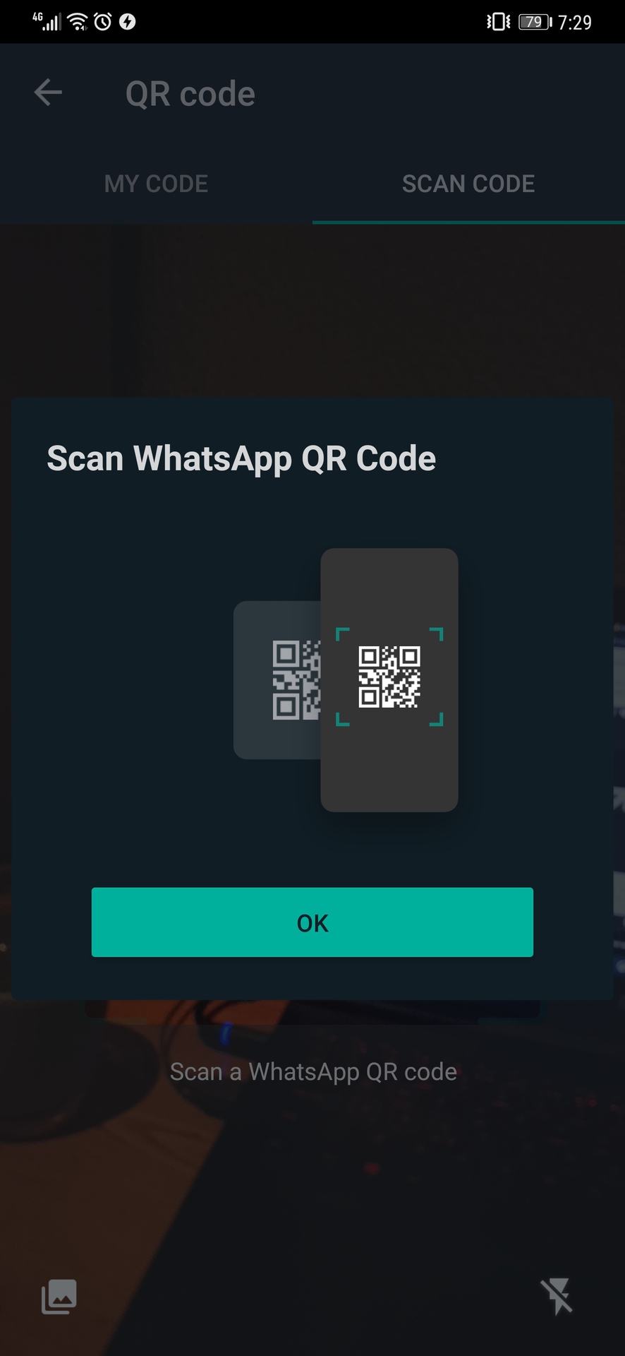 The WhatsApp QR code functionality.