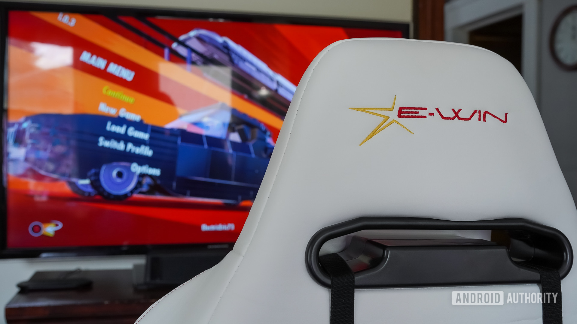E Win Racing Hero chair back logo