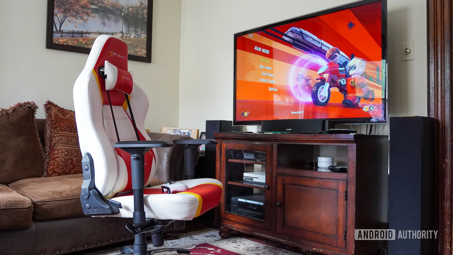 E Win Racing Hero chair in living room