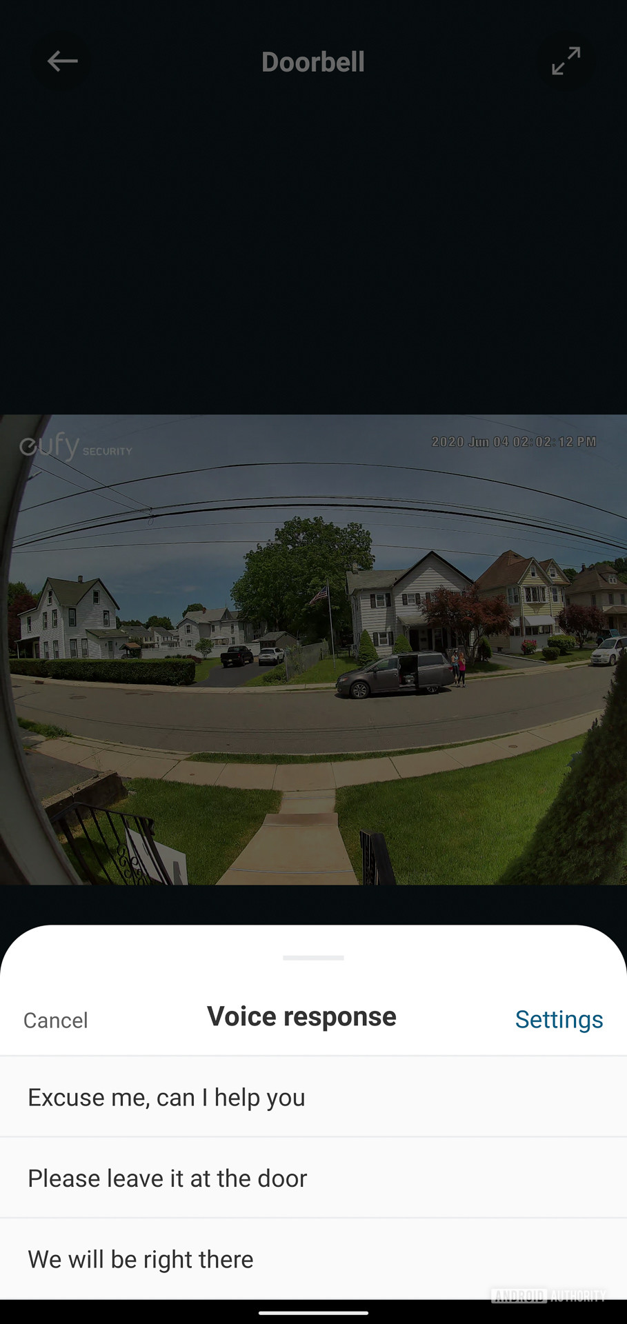 Eufy Video Doorbell canned responses