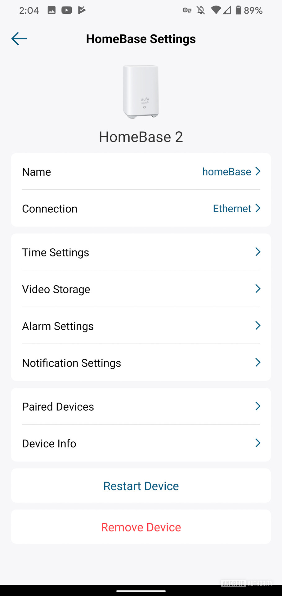 Eufy Video Doorbell home base settings