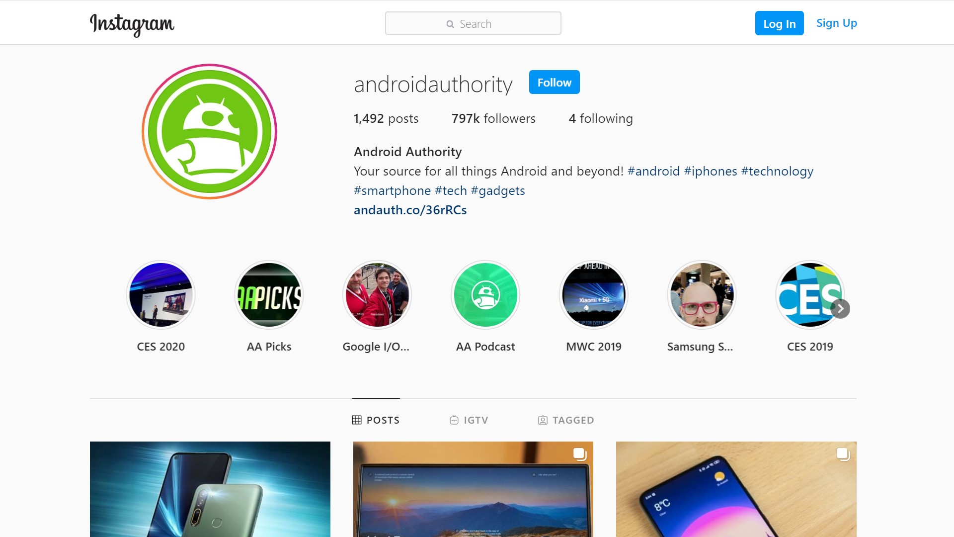 Instagram web interface