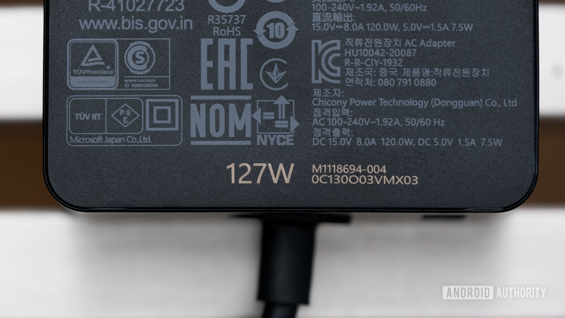 Microsoft Surface Book 3 charger macro
