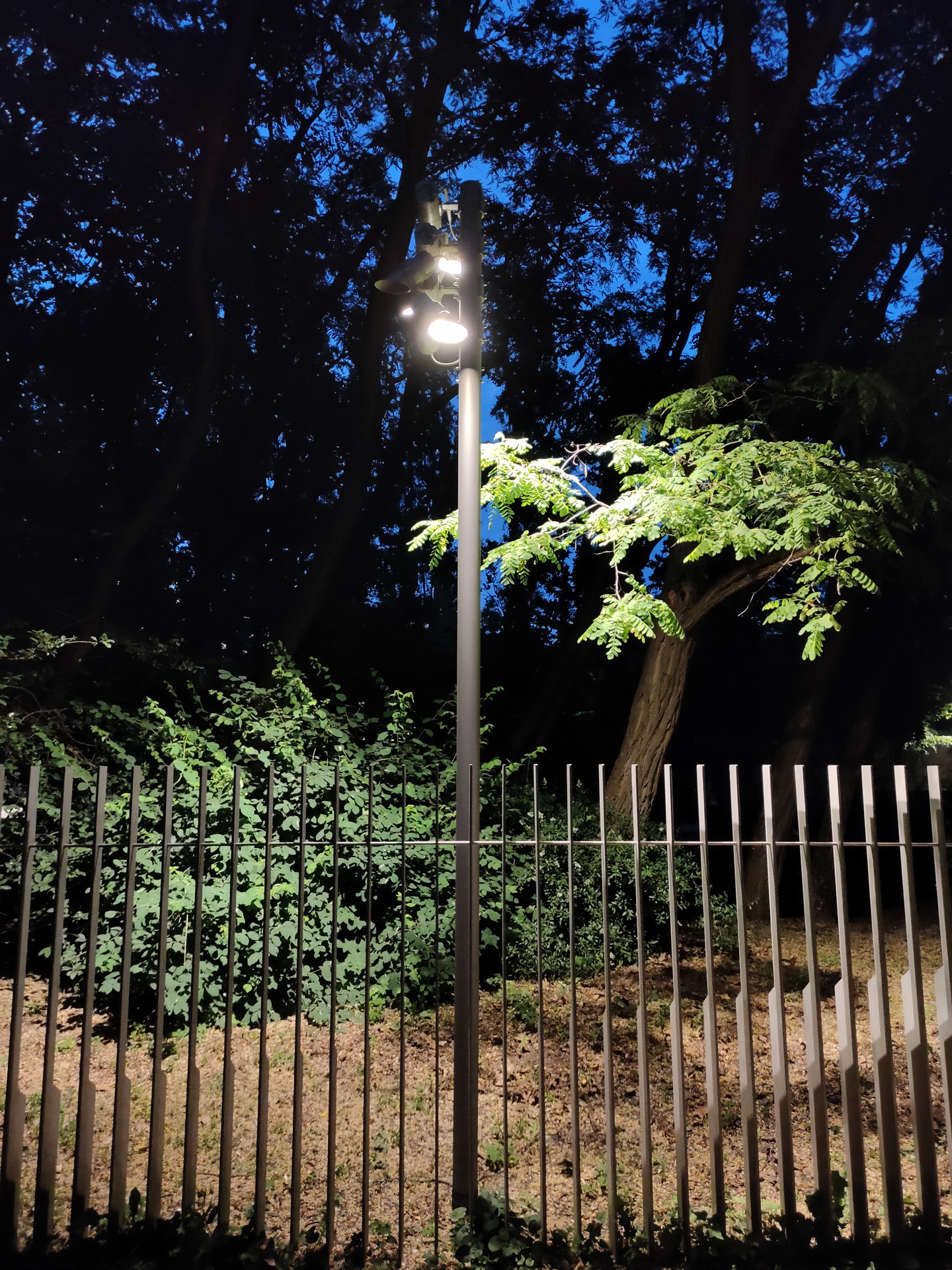 Realme X3 Superzoom night mode photo of a lightpole at 1x