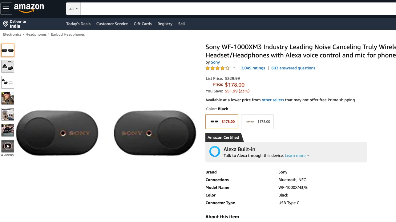 Sony WF 1000MX3 Amazon Sale