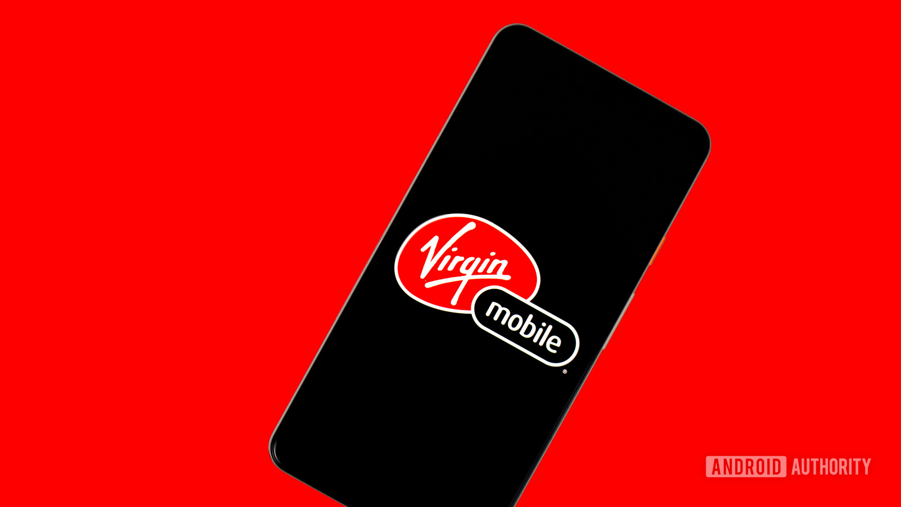 Virgin Mobile MVNO carrier logo on phone stock photo 3