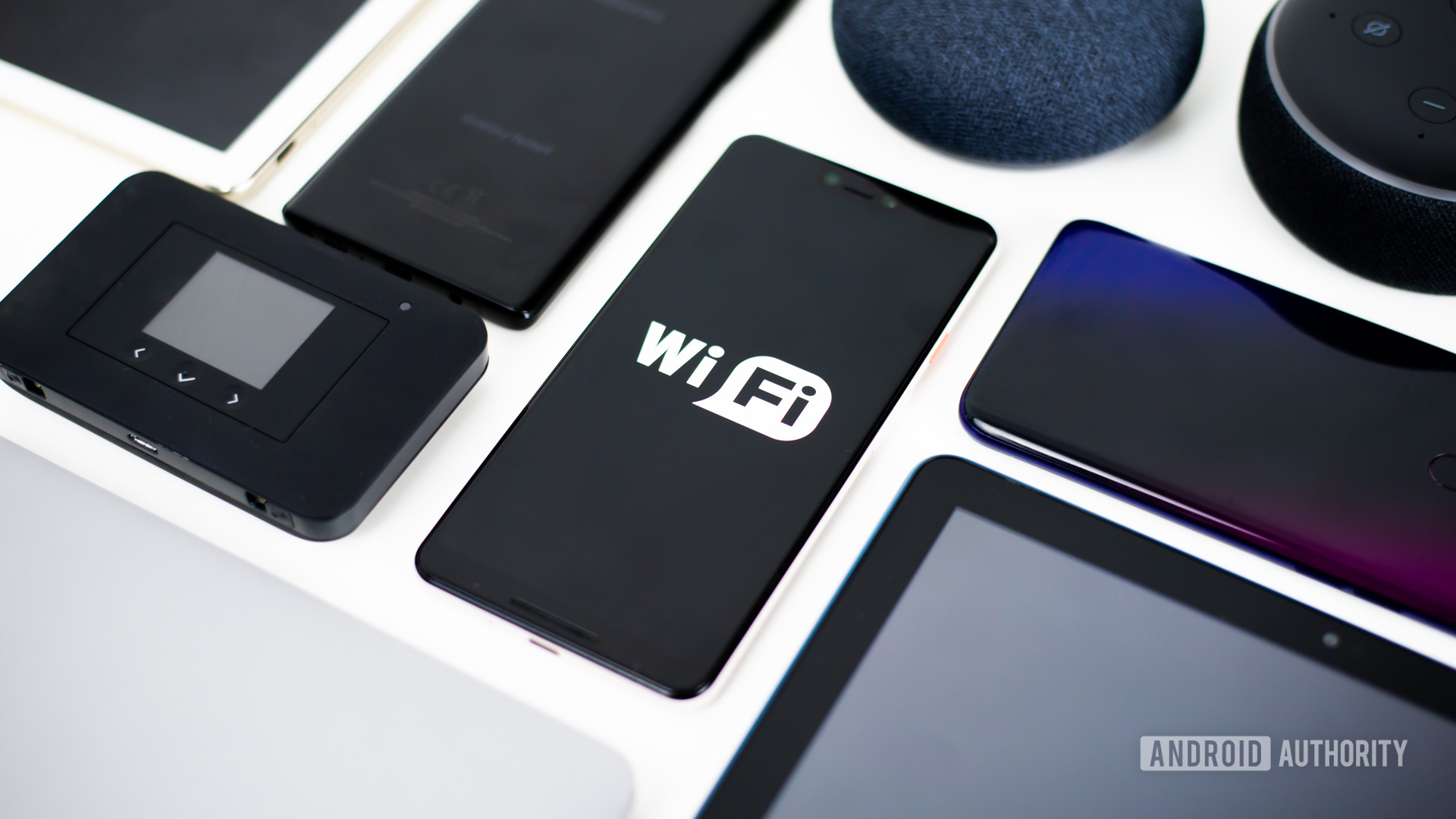 Wi Fi devices stock image showing various Wi-Fi devices like smartphones and tablets