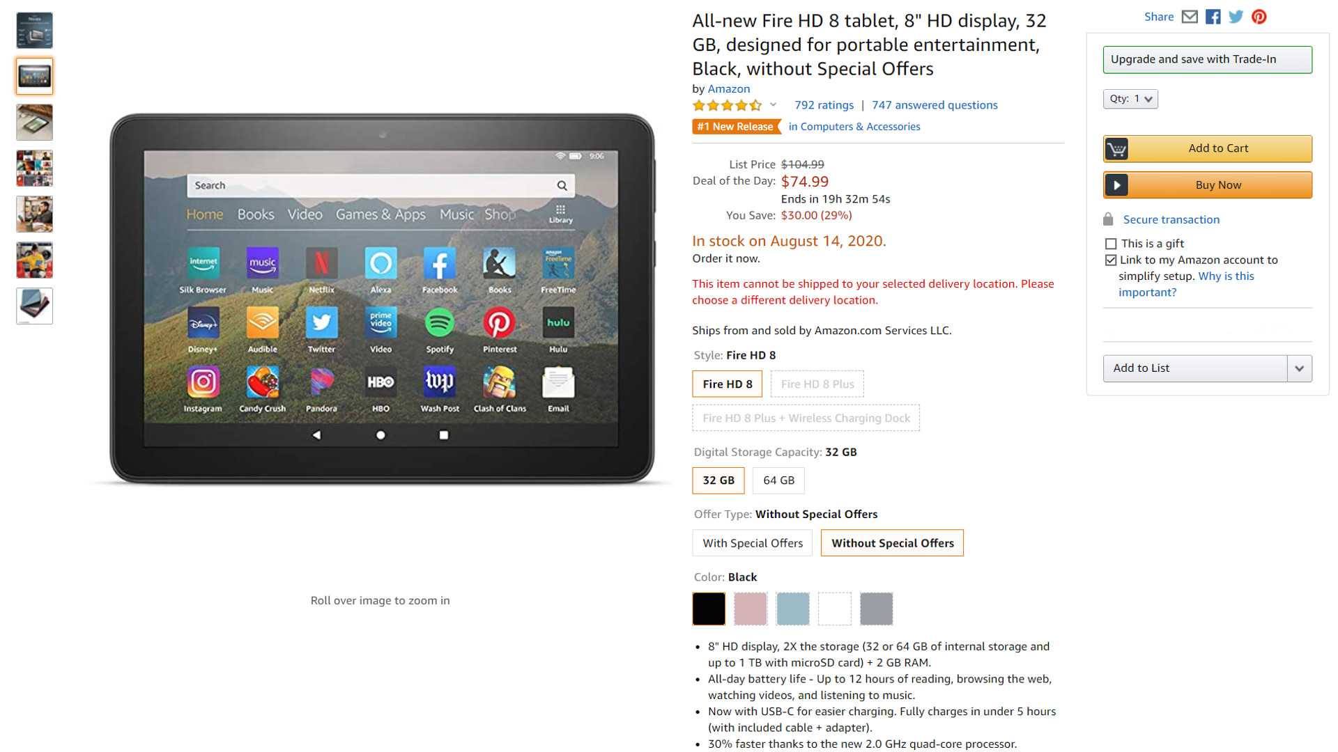 The Amazon Fire HD 8 tablet is 30 percent off today.