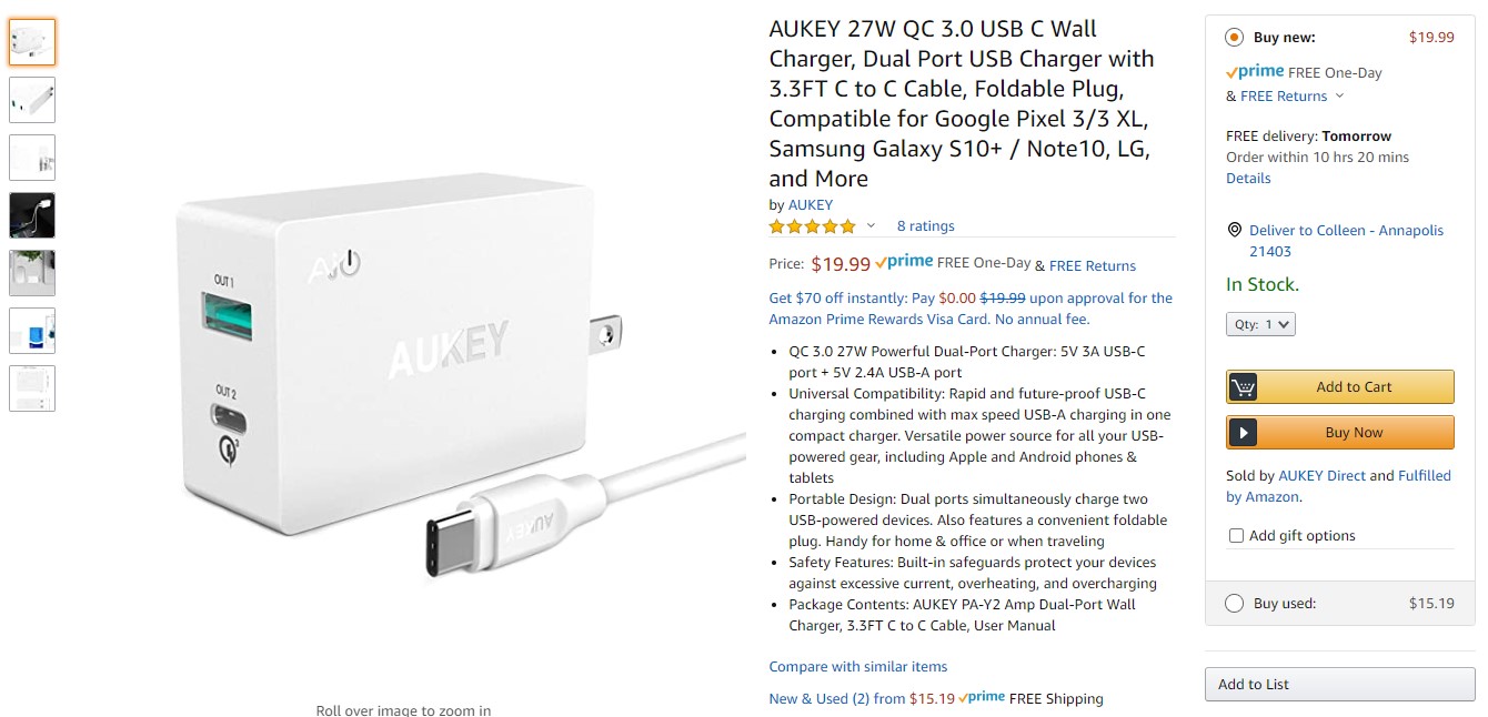 aukey usb charger deal