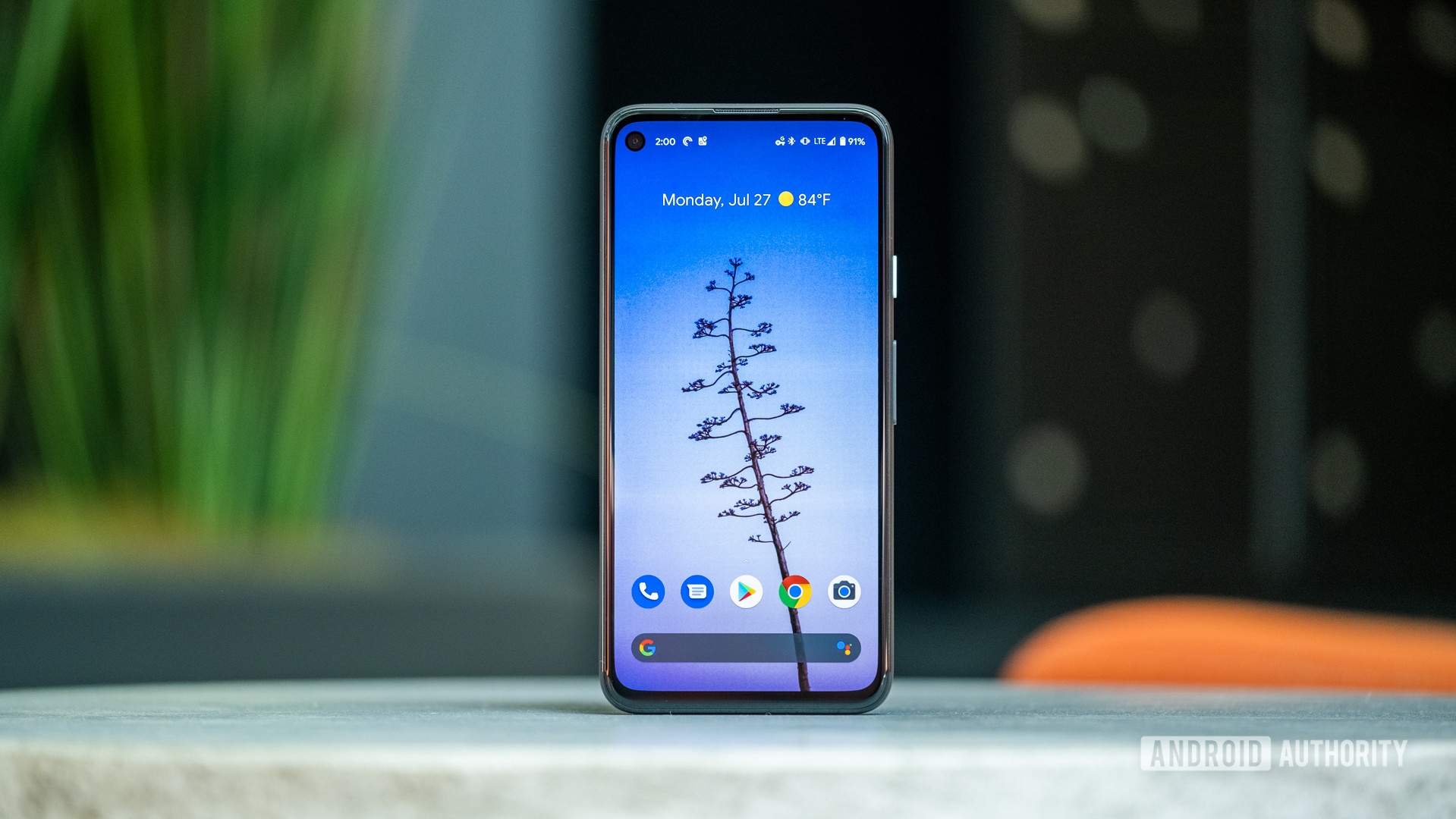Google Pixel 4a display standing stright