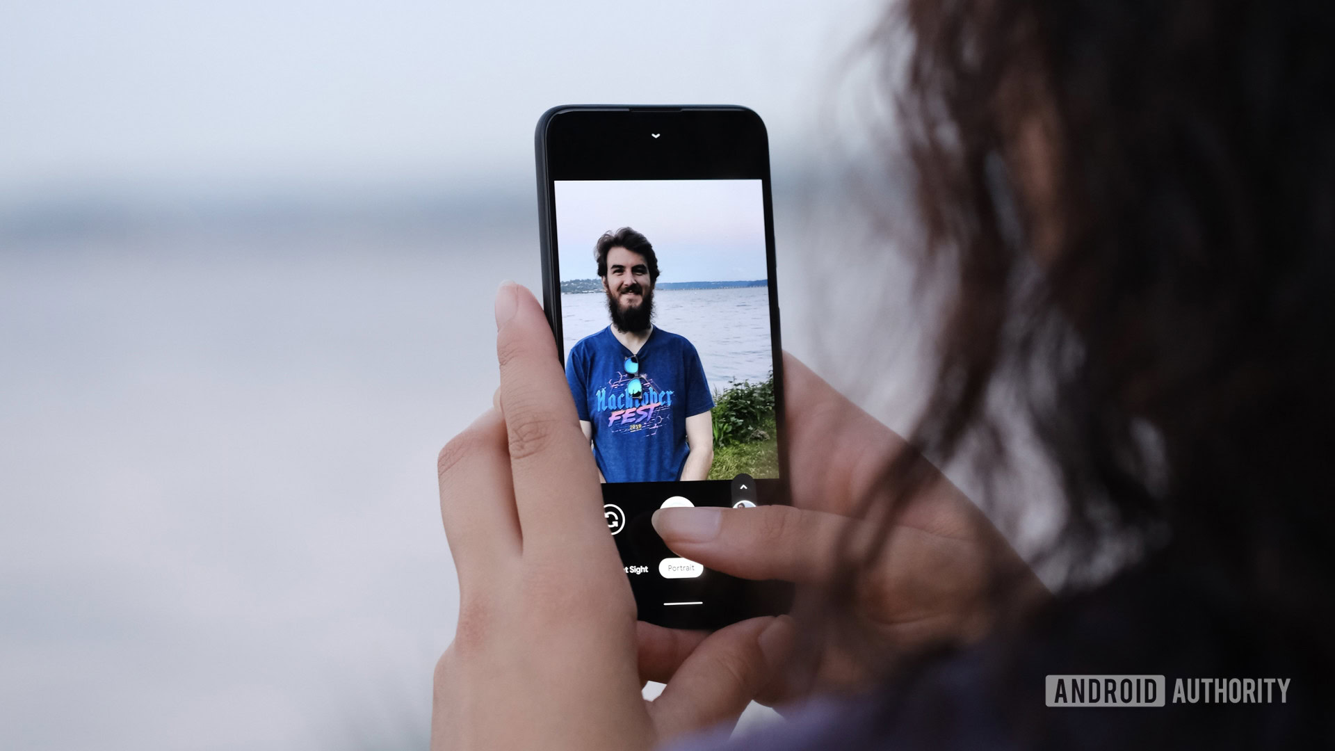 Google Pixel 4a taking a photo of a person