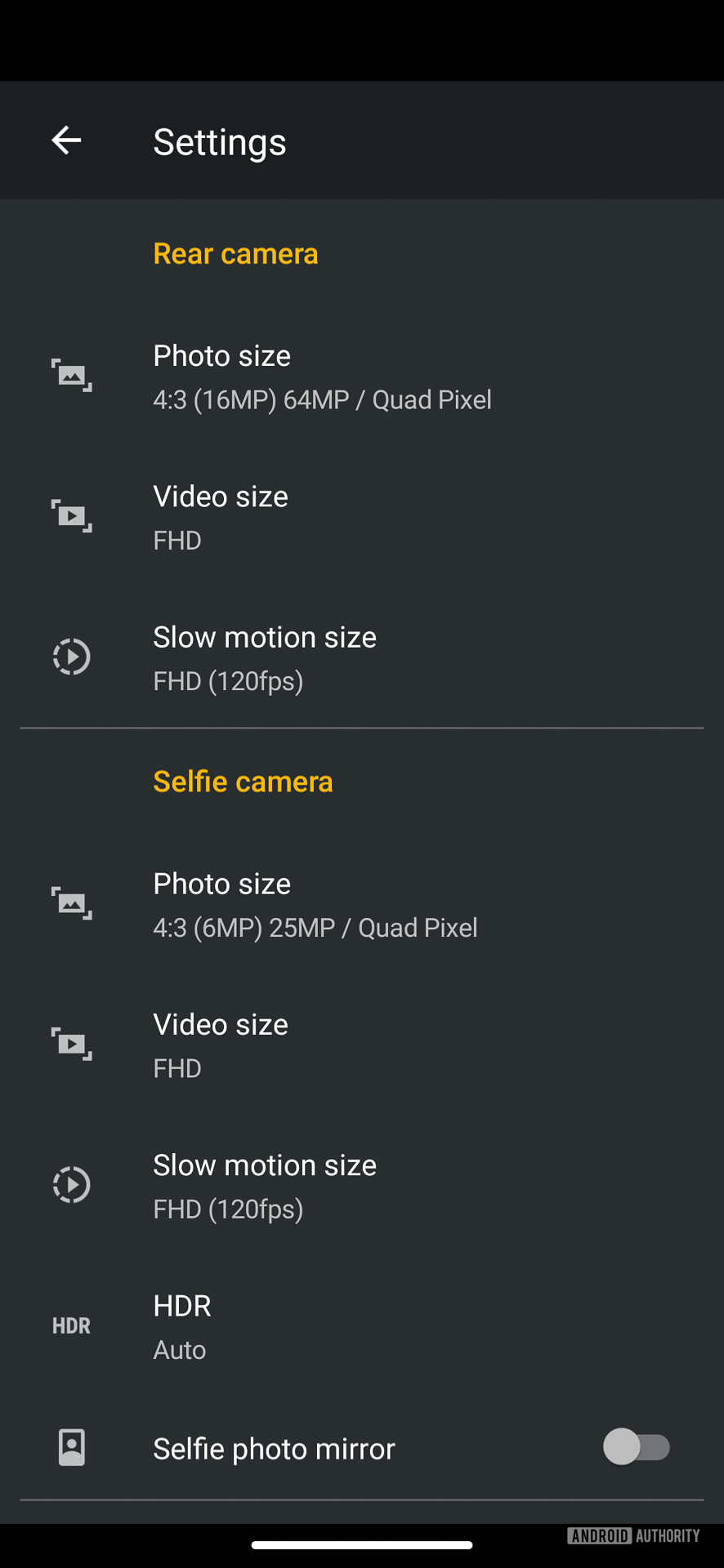 Motorola Moto Edge Camera settings