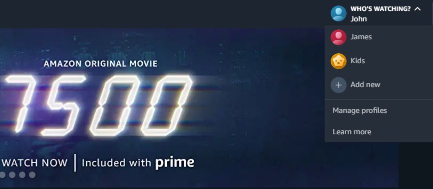 amazon prime video menu