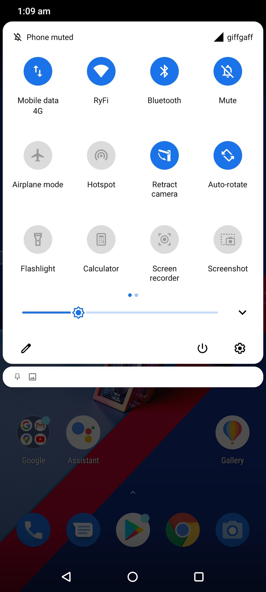 Asus Zenfone 7 Pro quick settings pull down