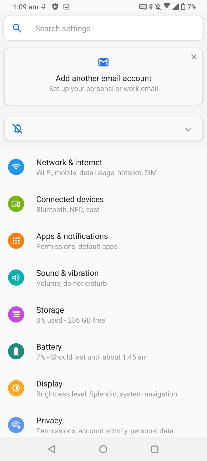 ASUS Zenfone 7 Pro settings menu 1