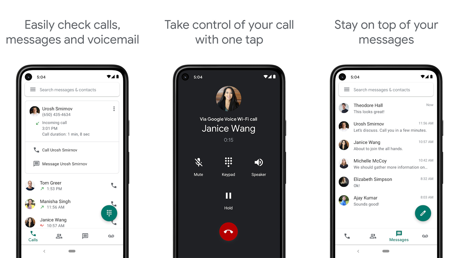 Google Voice screenshot 2021