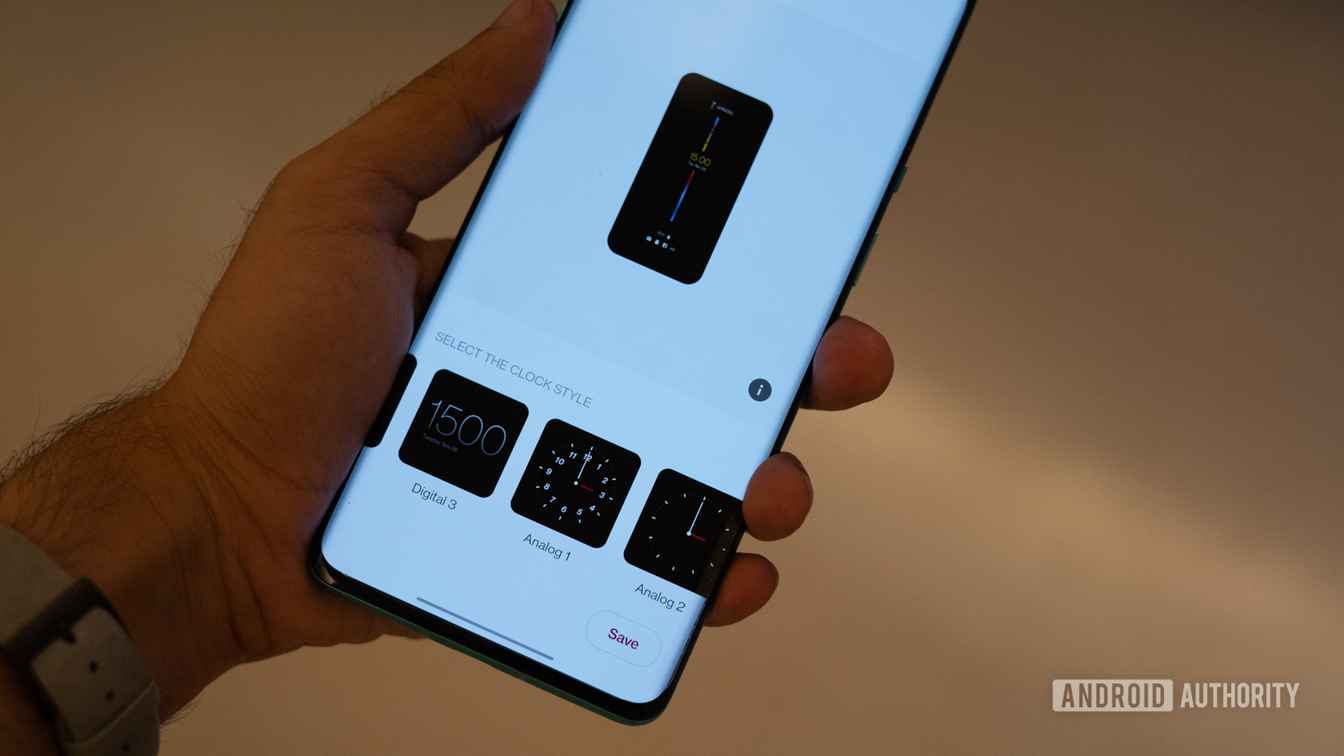 OnePlus 8 Pro Android 11 dev preview clock styles