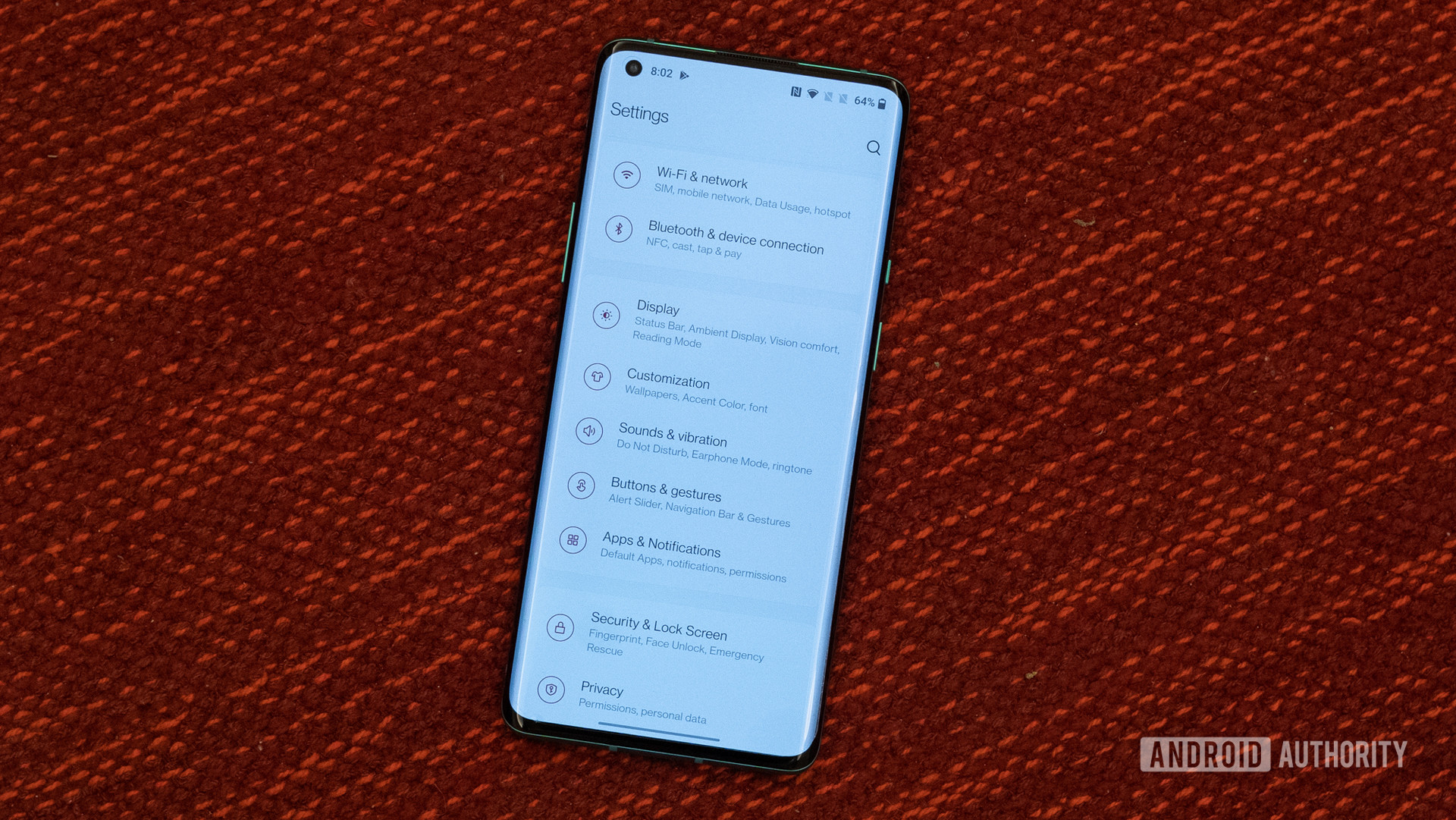 OnePlus 8 Pro Android 11 dev preview settings screen