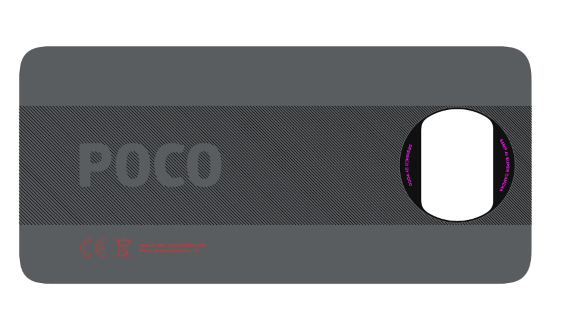 An image of the back panel of a POCO phone listed on FCC website