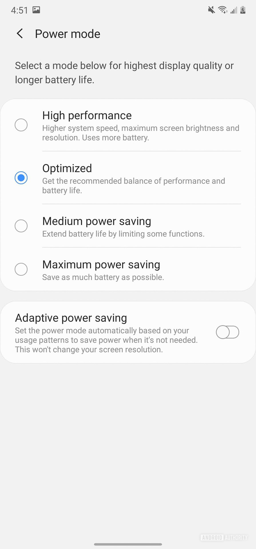 Samsung Galaxy Note 20 Ultra battery mode