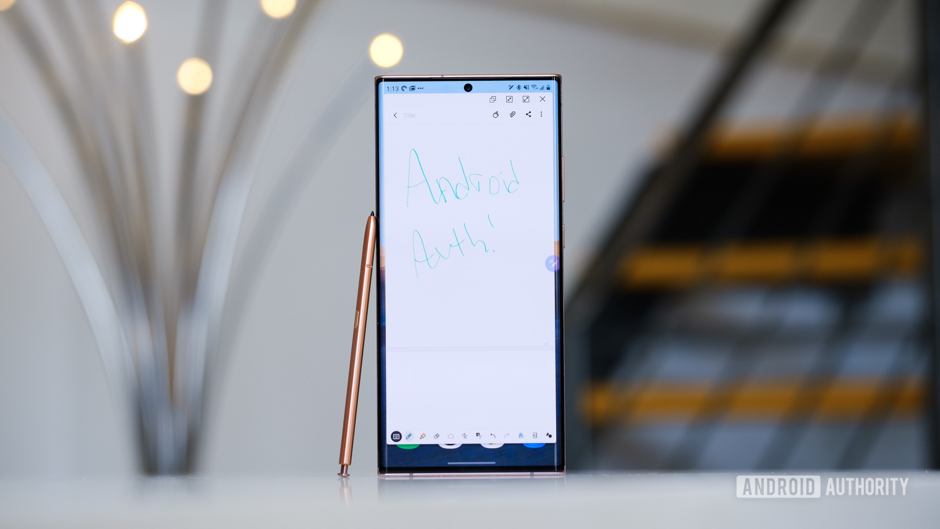 Samsung Galaxy Note 20 Ultra notes app open with pen