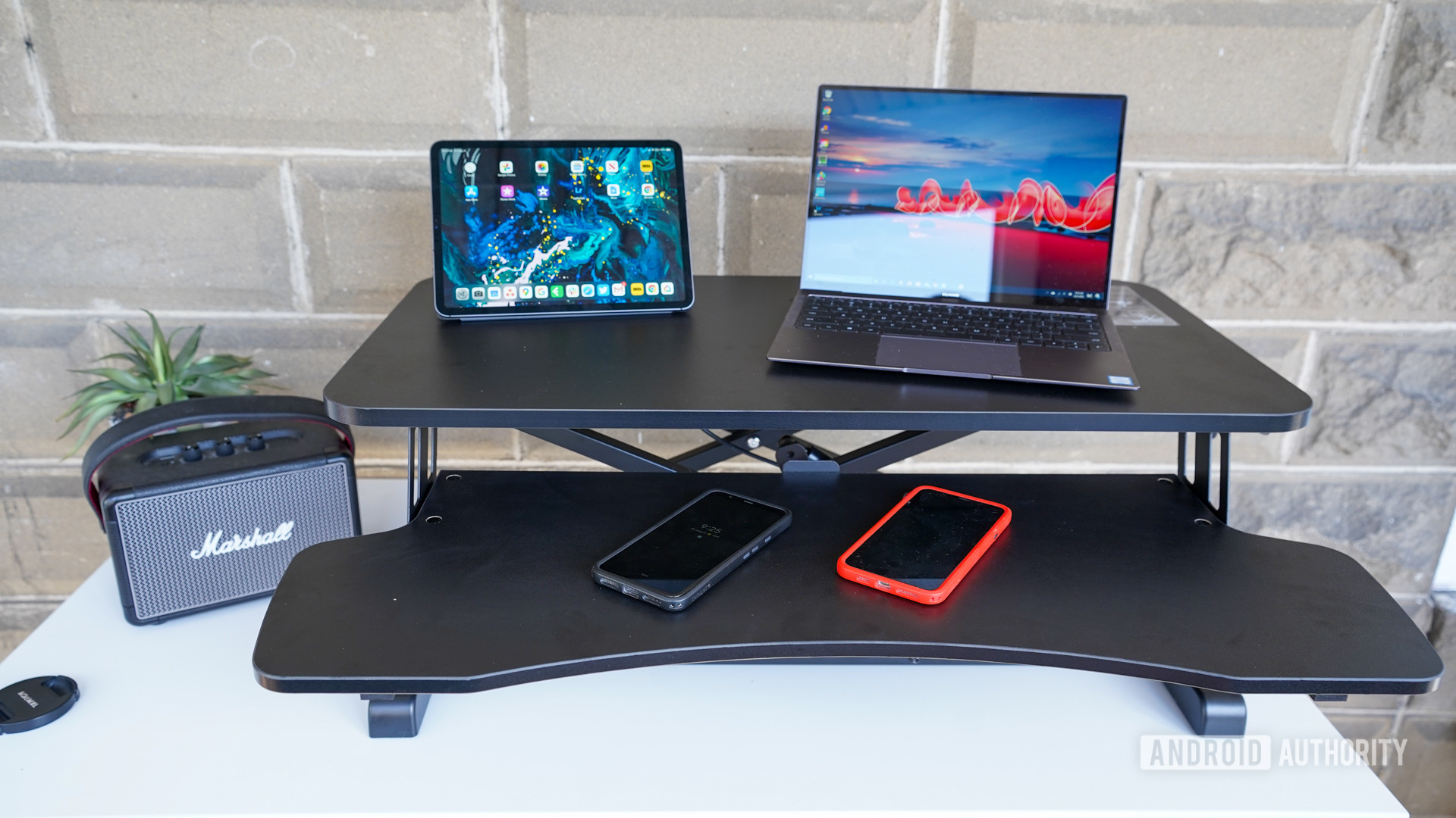 vivo Desk V000K Desk Riser half way up