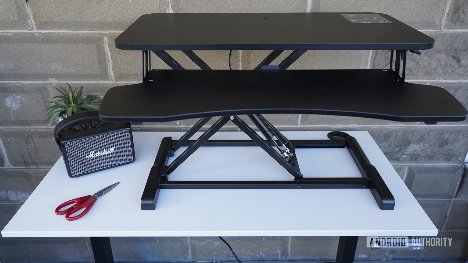 vivo Desk V000K Desk Riser standing half way