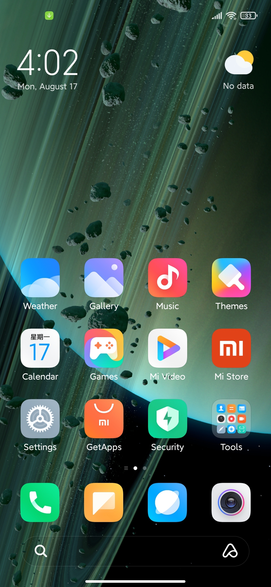 Xiaomi Mi 10 Ultra main home screen