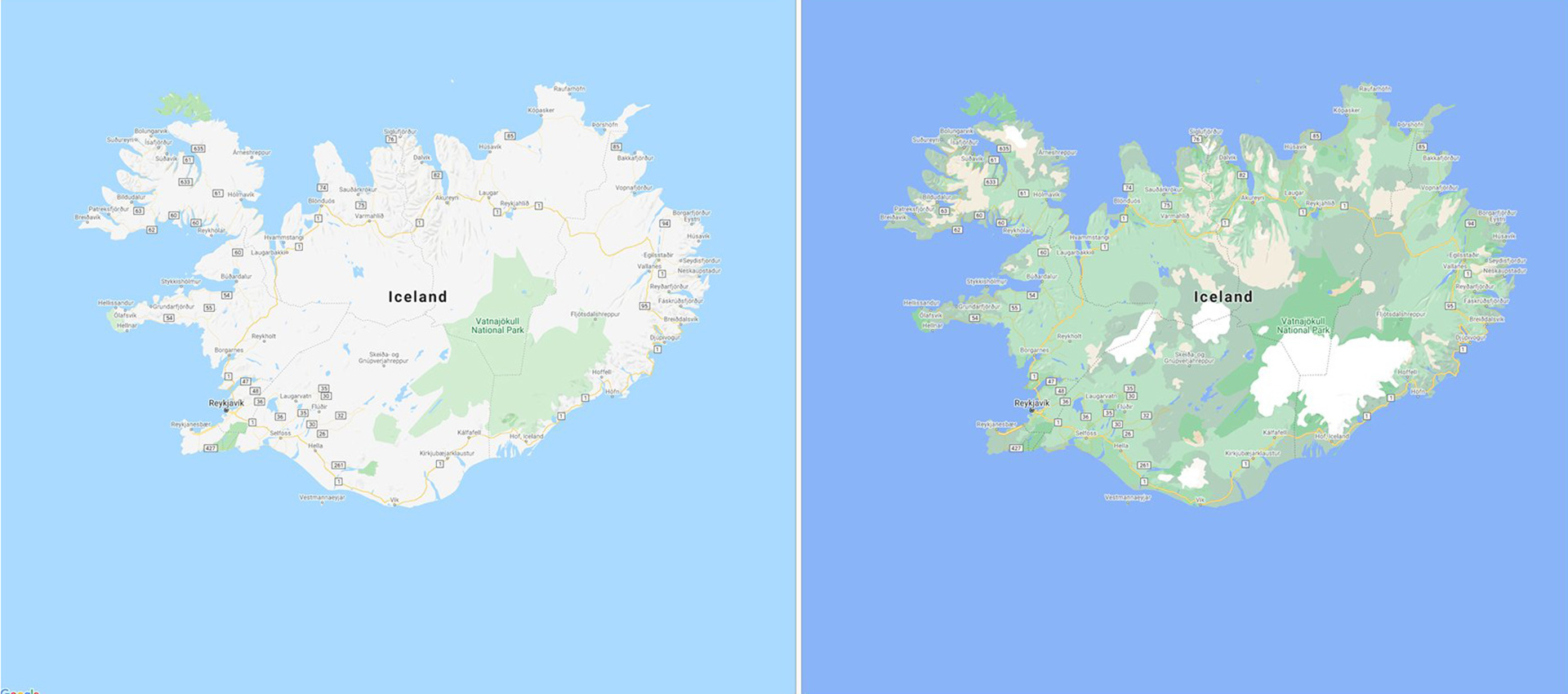 google maps imagery iceland