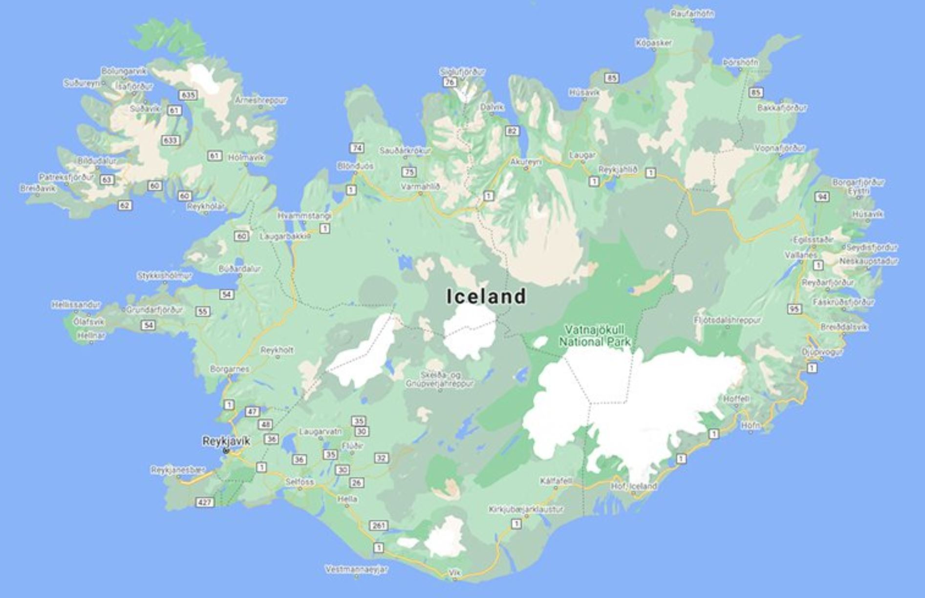 iceland google maps
