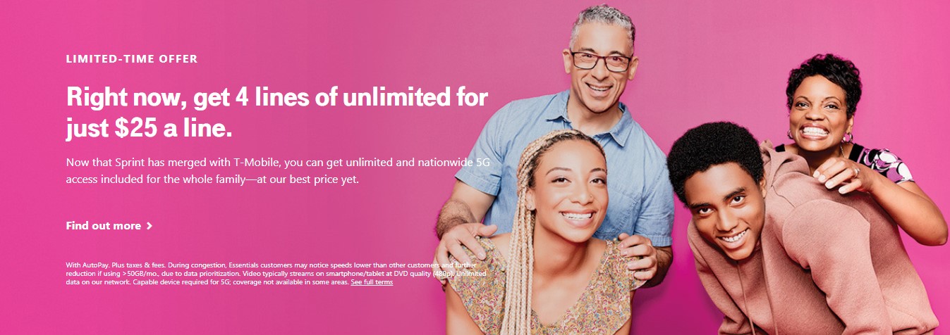 tmobile 4 lines promo