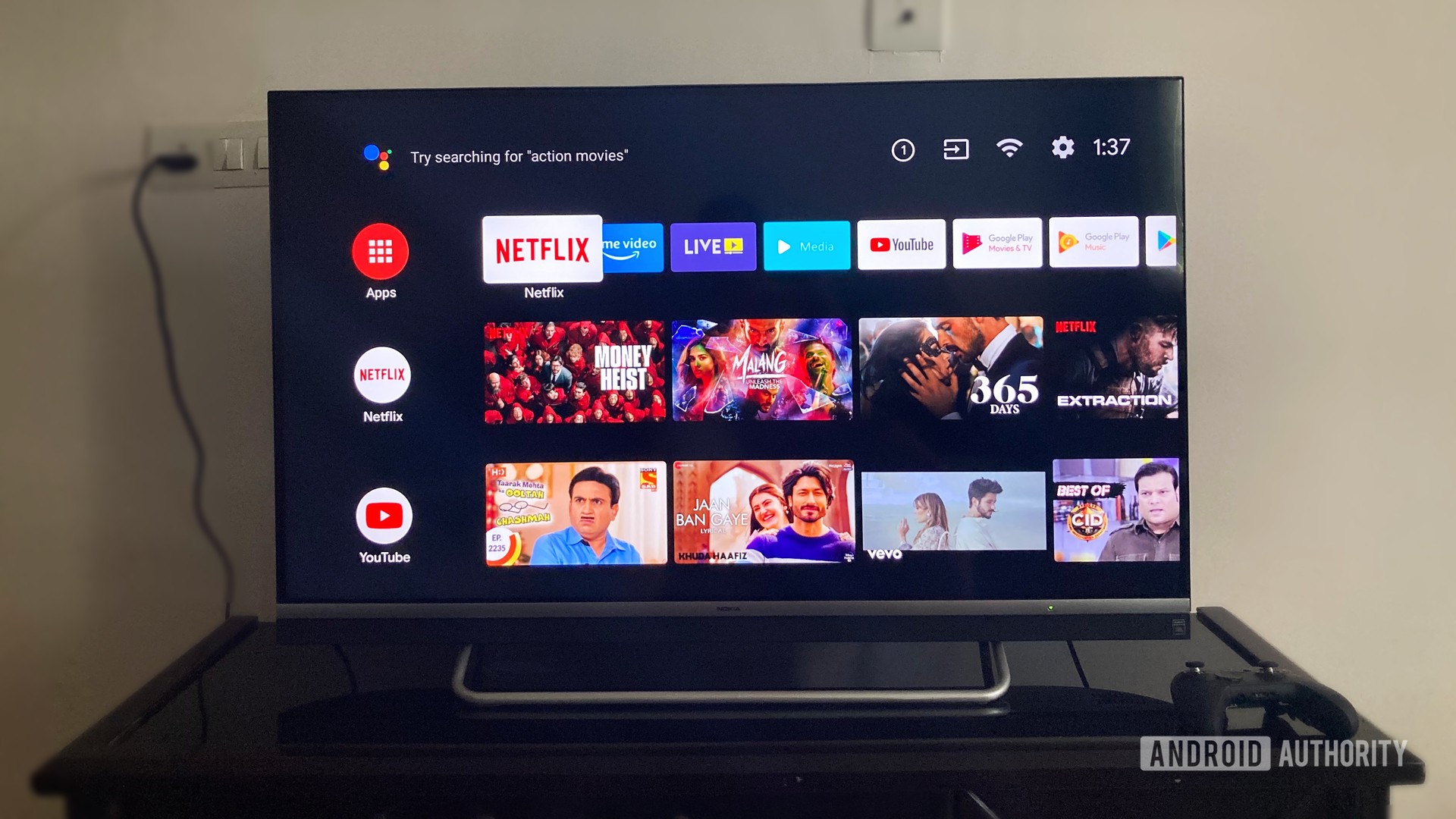 Tela inicial do Android TV