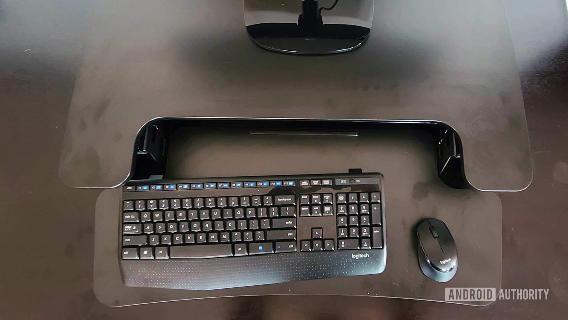 FlexiSpot M7B Review Standing Desk Converter Keyboard Room