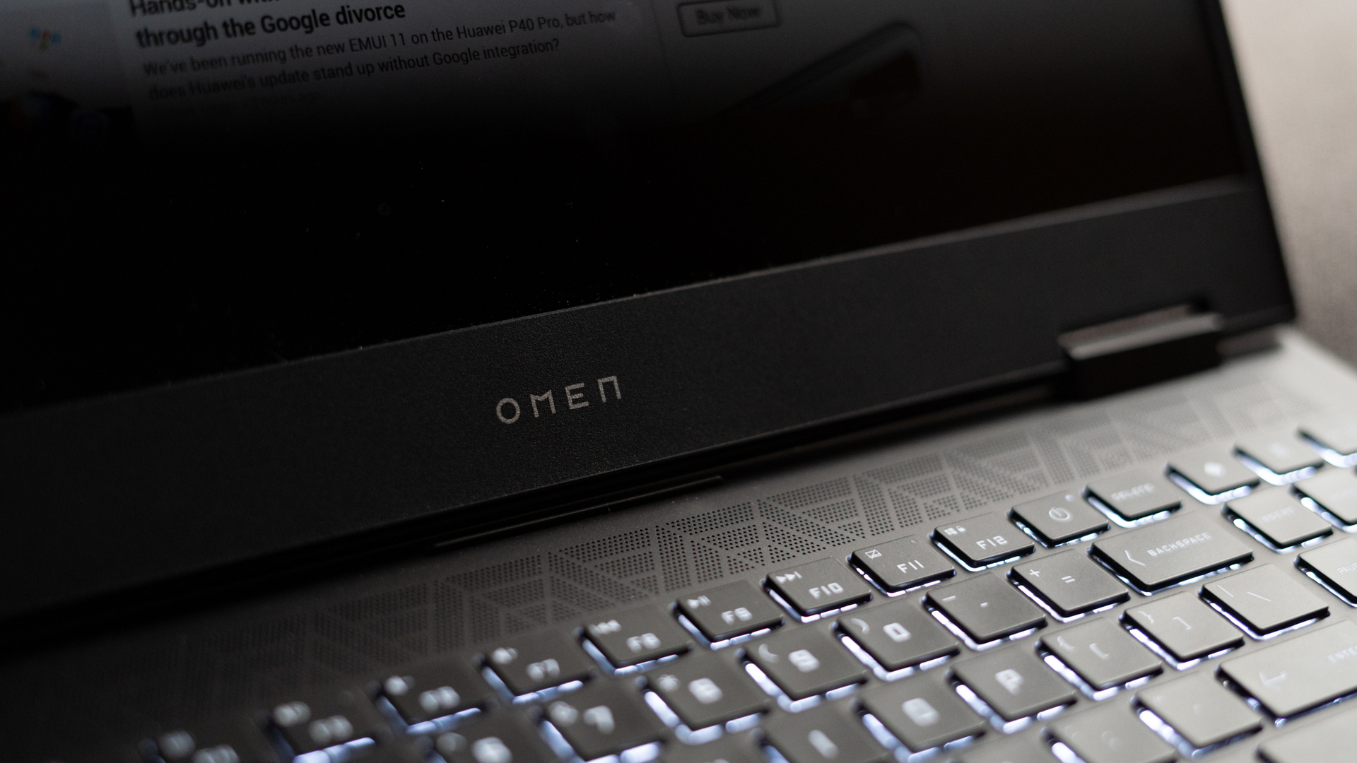 HP Omen close up of logo