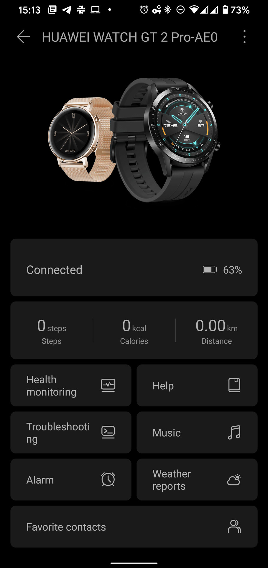 Huawei Health Huawei Watch GT 2 Pro dashboard screen