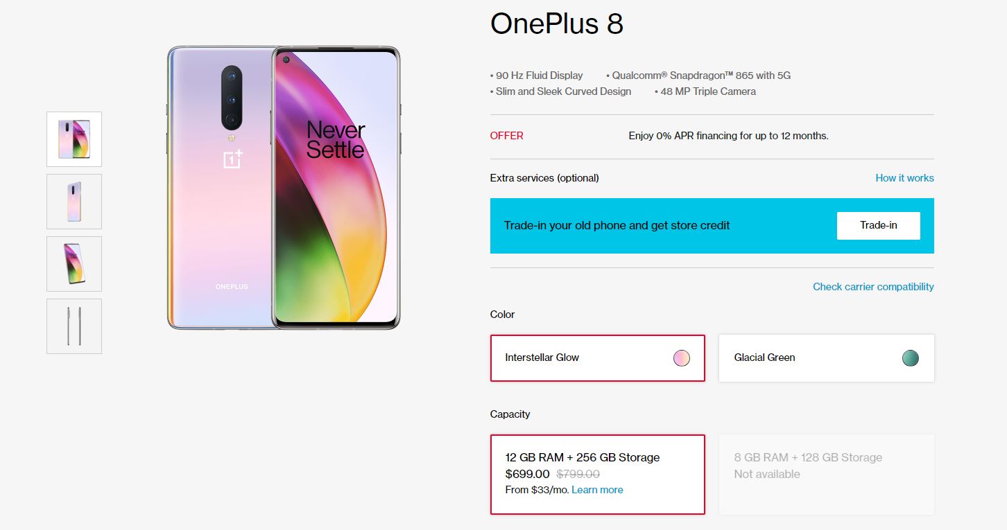 OnePlus 8 Deal on OnePlus Website 1