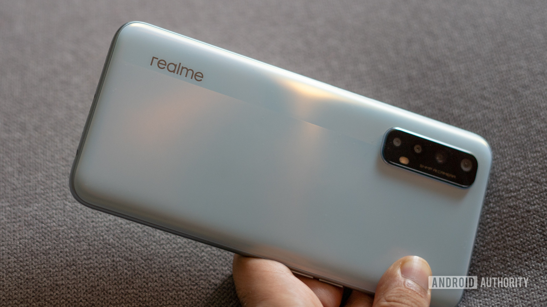 Realme 7 showing back logo and finish