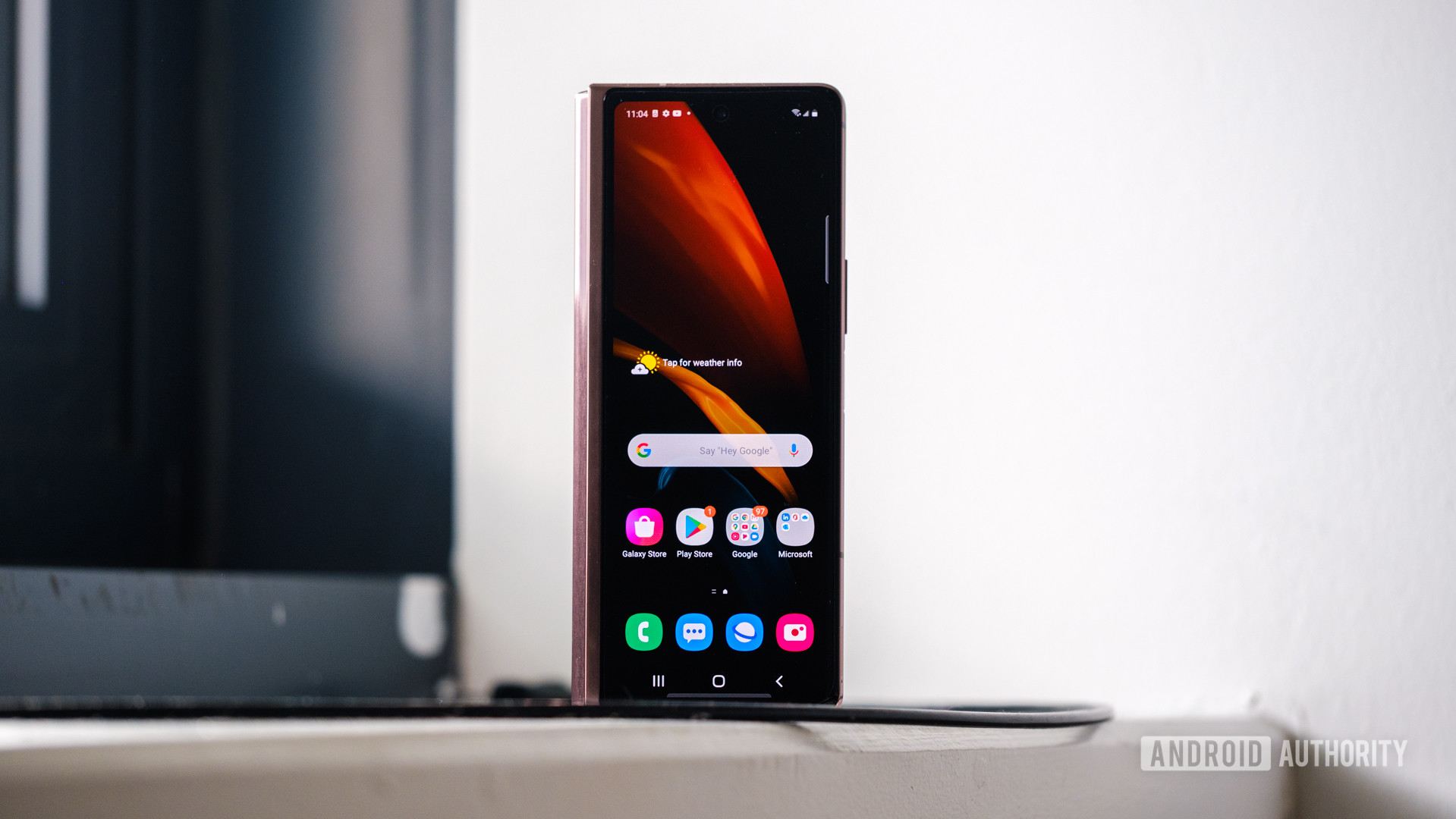 Samsung Galaxy Z Fold 2 front display standing up