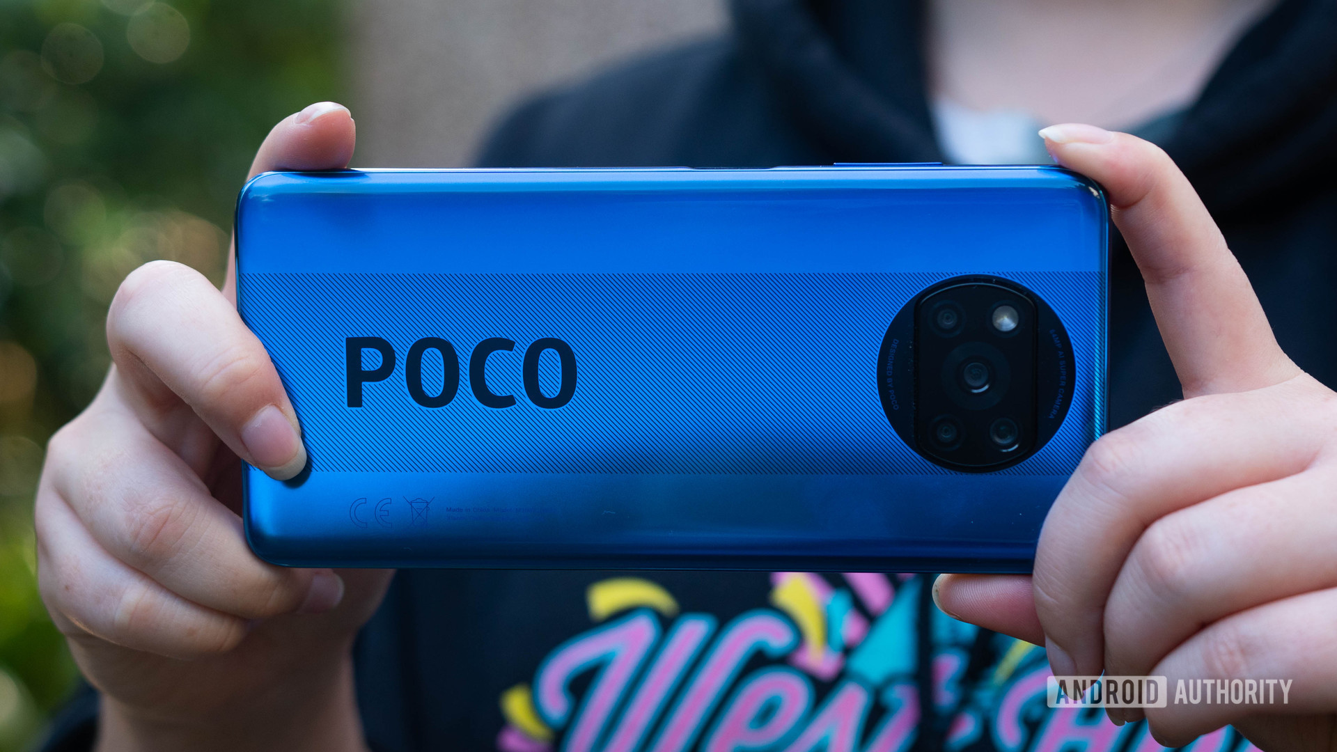 Xiaomi Poco X3 NFC POCO branding on the back of the device