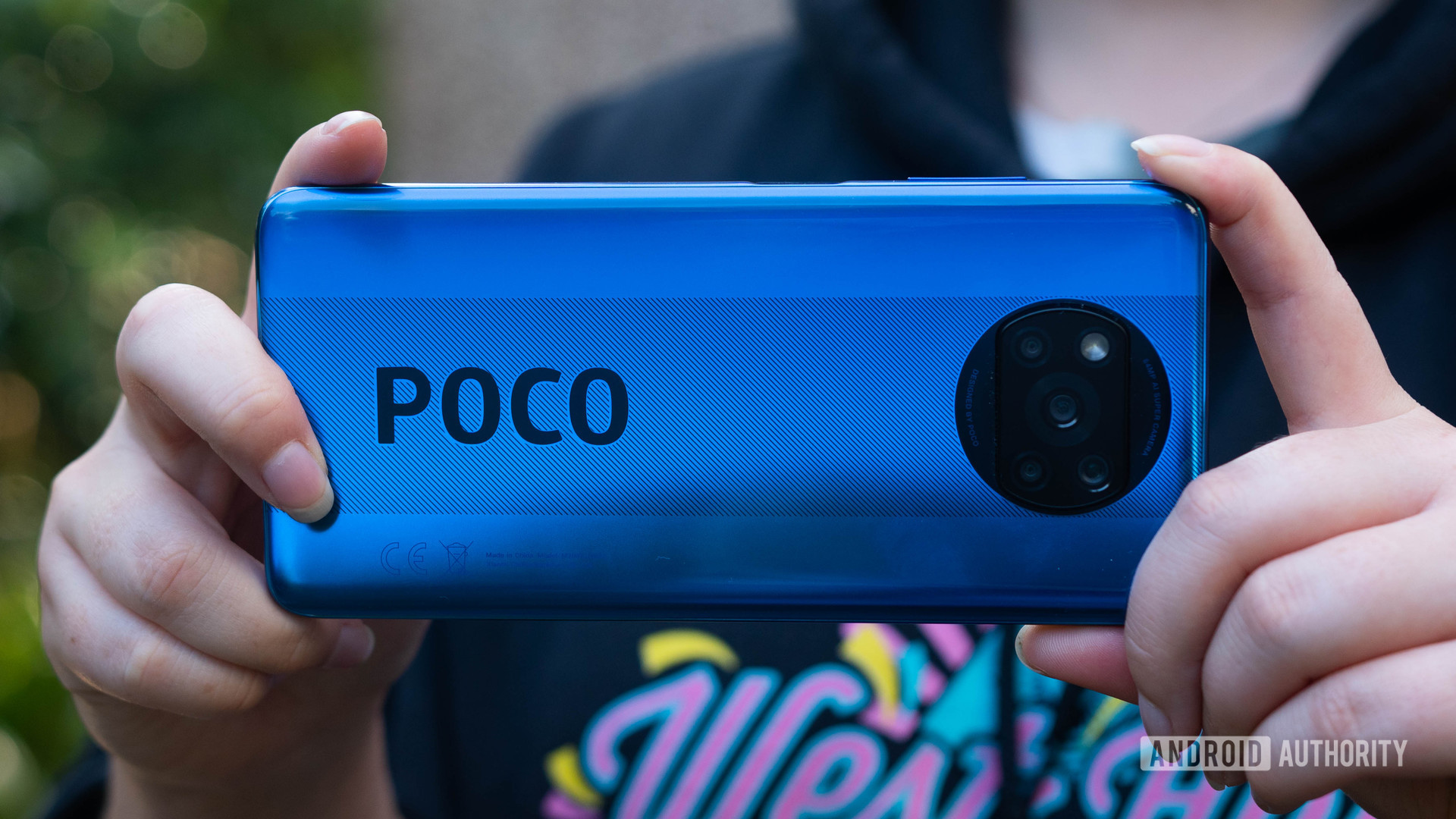 Xiaomi POCO X3 NFC POCO branding on the back of the device