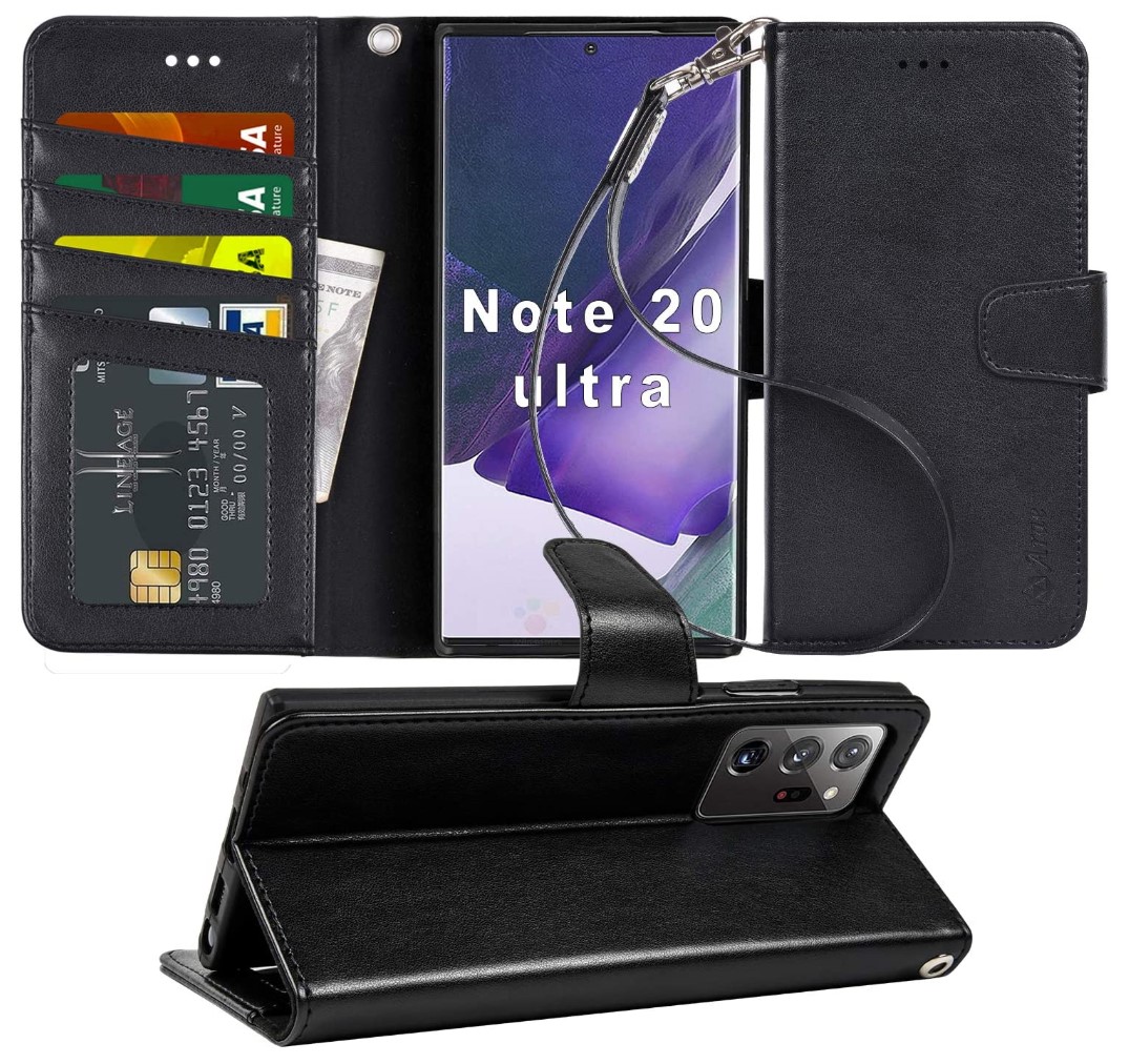 MODOS LOGICOS Case for Samsung Galaxy Note 20 Ultra/Note 20 Ultra 5G, PU Leather Purse with Removable Magnetic Case Black Detachable Wallet Folio 14 Card Slots 1 Id Window Zipper Cash Storage 