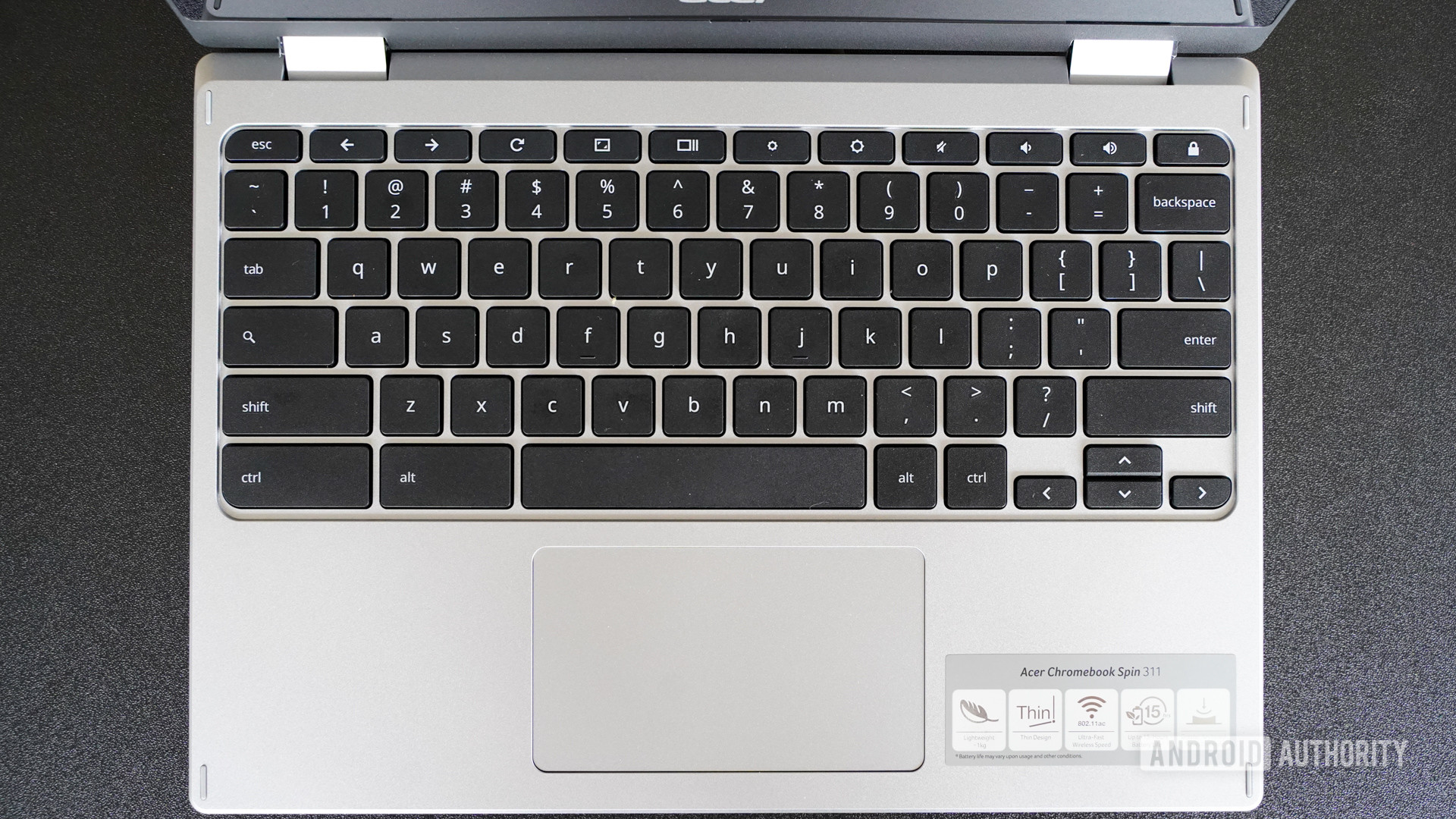 Acer Chromebook Spin 311 keyboard and trackpad