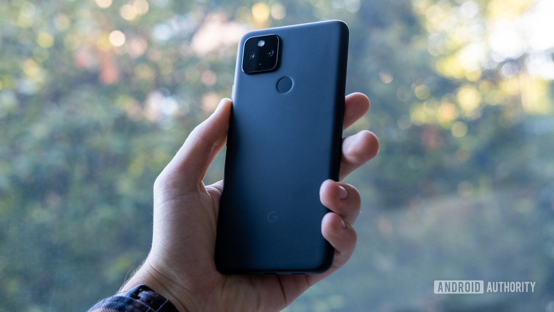 Google Pixel 4a 5G on the back of the phone