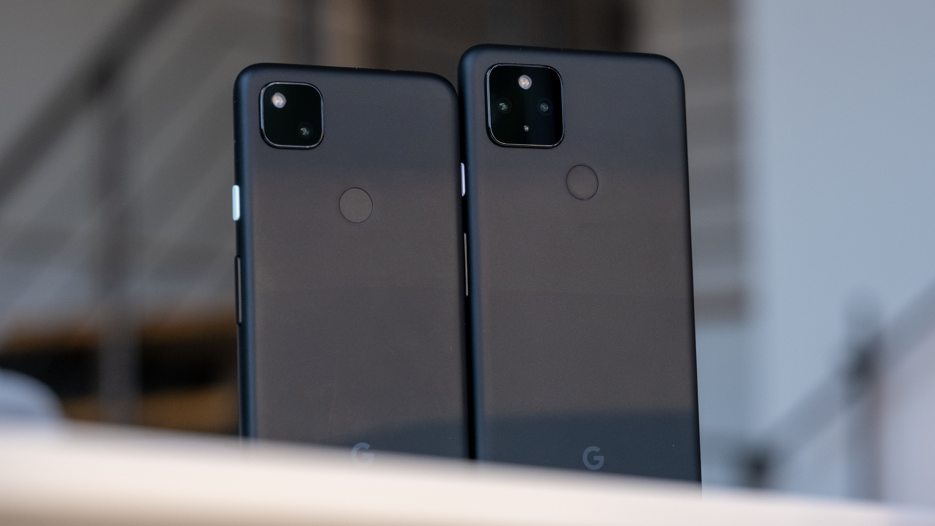 Google Pixel 4a 5G next to 4a backs